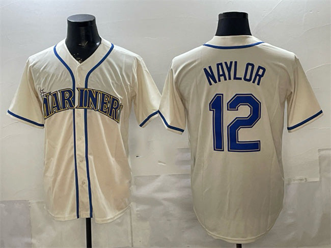 Seattle Mariners #12 Josh Naylor Cream MWATKINS Alternate Stitched Jersey