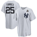 New York Yankees #25 Gleyber Torres White MWATKINS 2024 World Series With Name Cool Base Stitched Jersey