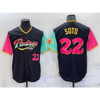 San Diego Padres #22 Juan Soto Number Black MWATKINS 2022 City Connect Cool Base Stitched Jersey