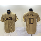 San Diego Padres #10 Jurickson Profar Khaki MWATKINS Team Logo Cool Base Jersey 2