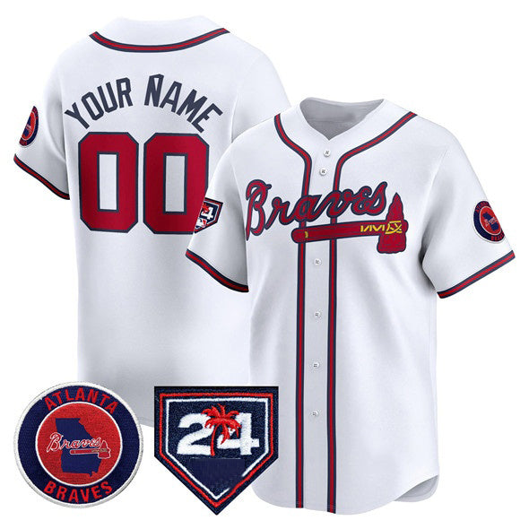 Custom Atlanta Braves White MWATKINS 2024 Spring Training Patch Limited Stitched Jersey