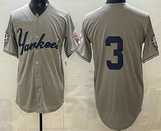 New York Yankees #3 Babe Ruth Grey MWATKINS Without Name Limited Jersey