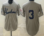 New York Yankees #3 Babe Ruth Grey MWATKINS Without Name Limited Jersey