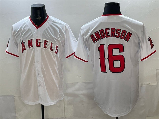 Los Angeles Angels #16 Garret Anderson White MWATKINS Stitched Jersey