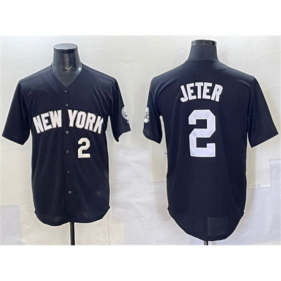 New York Yankees #2 Derek Jeter Black MWATKINS Limited Stitched Jersey