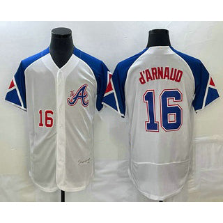 Atlanta Braves #16 Travis dArnaud Number White MWATKINS 2023 City Connect Flex Base Stitched Jersey 2