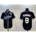 Los Angeles Dodgers #8 Enrique Hernandez Black MWATKINS 2024 World Series Cool Base Stitched Jersey