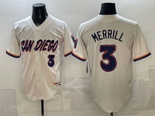 San Diego Padres #3 Jackson Merrill Cream MWATKINS 2026 City Connect Stadium Stitched Jersey
