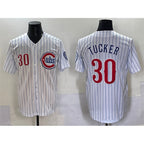 Chicago Cubs #30 Kyle Tucker White MWATKINS Pinstripe 2nd Alternate Limited Stitched Jersey