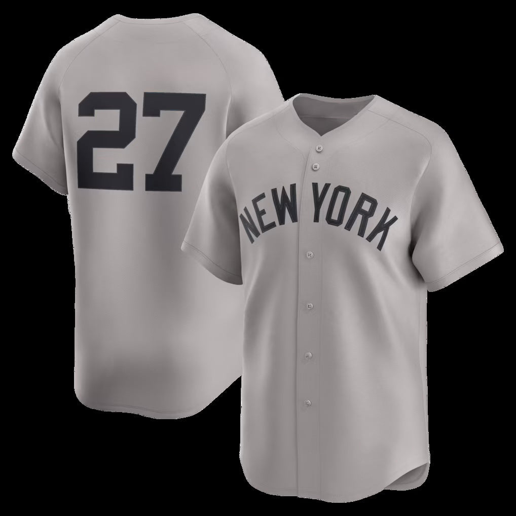 New York Yankees #27 Giancarlo Stanton Gray MWATKINS Road Limited Player Jersey