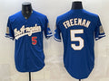 Los Angeles Dodgers #5 Freddie Freeman Royal MWATKINS 2026 Gold Collection 9x & B2B Champs Patch Stitched Jersey