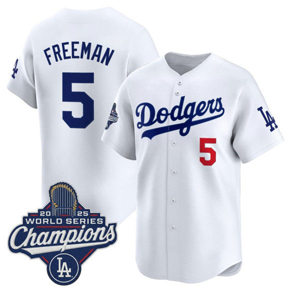 Los Angeles Dodgers #5 Freddie Freeman White MWATKINS 2025 Champions Stitched Jersey