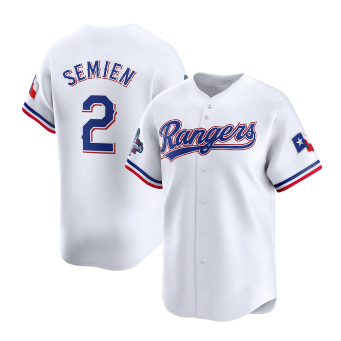 Texas Rangers #2 Marcus Semien White MWATKINS 2023 World Series Champions Stitched Jersey