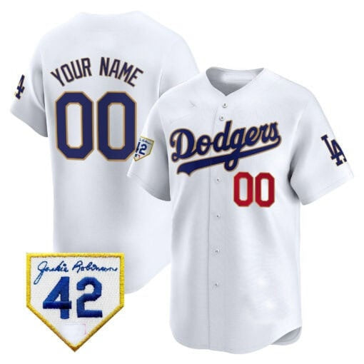Custom Los Angeles Dodgers 2024 Jackie Robinson Patch Vapor Premier Limited Jersey ¨C White MWATKINS