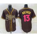 San Diego Padres #13 Manny Machado Brown MWATKINS NEW 2023 City Connect Cool Base Stitched Jersey