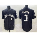 Philadelphia Phillies #3 Bryce Harper Black MWATKINS Gothic Vapor Limited Stitched Jersey