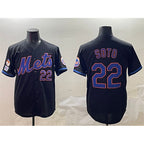 New York Mets #22 Juan Soto Black MWATKINS 2025 Spring Training Cool Base Stitched Jersey