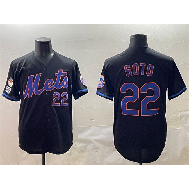 New York Mets #22 Juan Soto Black MWATKINS 2025 Spring Training Cool Base Stitched Jersey