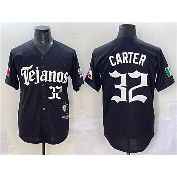 Texas Rangers #32 Evan Carter Black MWATKINS Mexico 2025 Vapor Premier Limited Stitched Jersey