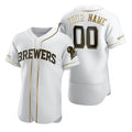 Custom Milwaukee Brewers White MWATKINS Stitched Flex Base Golden Edition Jersey