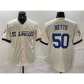 Los Angeles Dodgers #50 Mookie Betts Cream MWATKINS Stitched Jersey