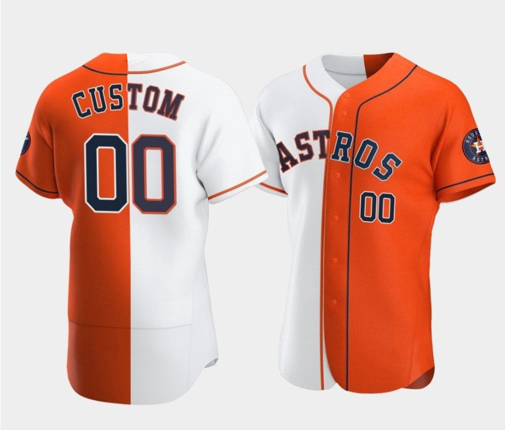 Custom Houston Astros Orange and White MWATKINS Split Stitched Jersey