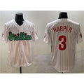 Philadelphia Phillies #3 Bryce Harper White MWATKINS Phanatic Cool Base Stitched Jersey