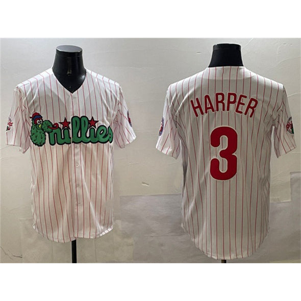 Philadelphia Phillies #3 Bryce Harper White MWATKINS Phanatic Cool Base Stitched Jersey