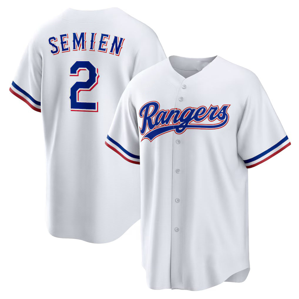 Texas Rangers #2 Marcus Semien White MWATKINS Home Replica Player Jersey